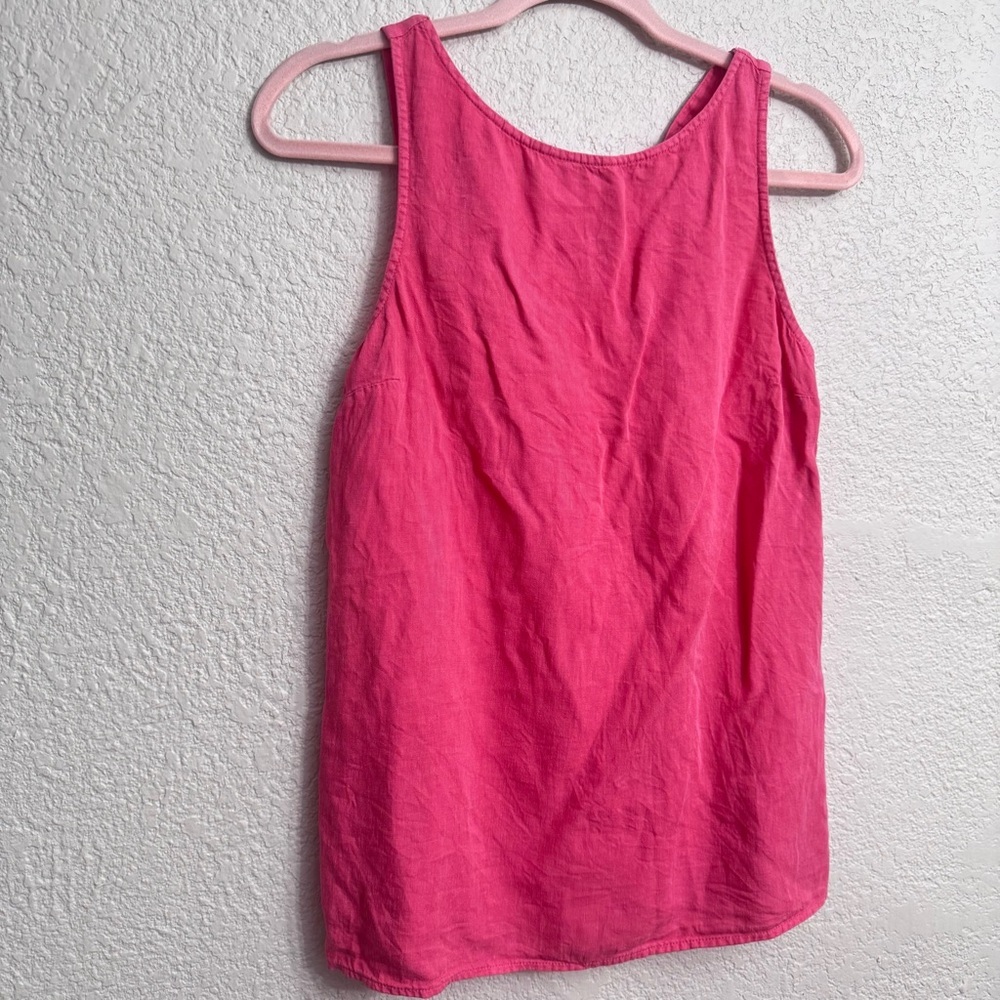 Market & Spruce Pink Linen Blend Tank Top | Criss Cross Back | Size Small - Picture 3 of 6